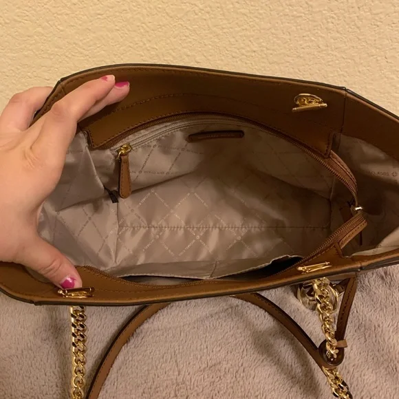 Michael Kors jet set large chain tote brown bag